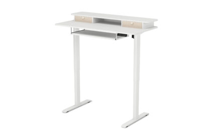 Stehpult elektrisch mit Ablage + Tastaturfach 120 x 60 cm weiss - Image 4