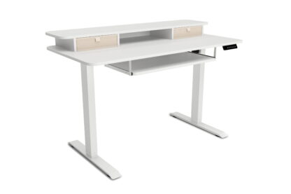 Stehpult elektrisch mit Ablage + Tastaturfach 120 x 60 cm weiss - Image 5