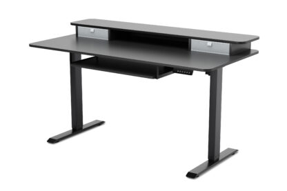 Stehpult elektrisch mit Ablage + Tastaturfach 140 x 70 cm schwarz - Image 3