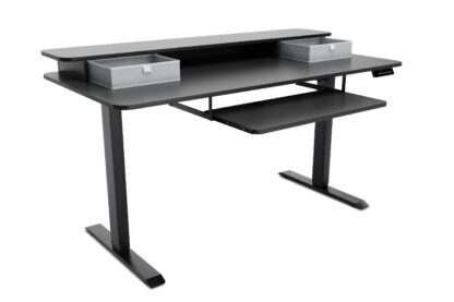Stehpult elektrisch mit Ablage + Tastaturfach 140 x 70 cm schwarz - Image 6