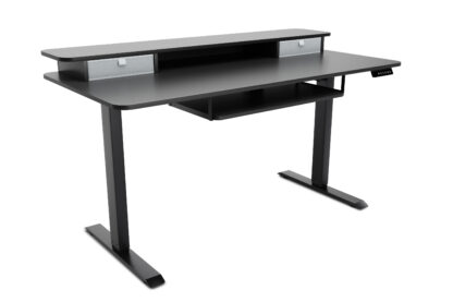 Stehpult elektrisch mit Ablage + Tastaturfach 140 x 70 cm schwarz - Image 5