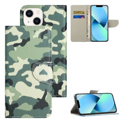 iPhone 15 Buch Etui Tasche mit Kartenfach Camouflage - Image 6