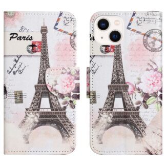 iPhone 15 Buch Etui Tasche mit Kartenfach Eiffelturm