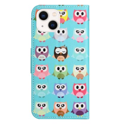 iPhone 15 Buch Etui Tasche mit Kartenfach Eulen - Image 5