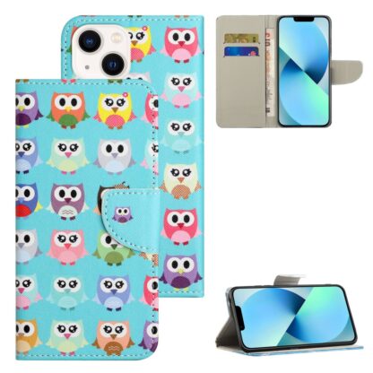 iPhone 15 Buch Etui Tasche mit Kartenfach Eulen - Image 6
