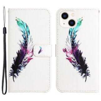 iPhone 15 Buch Etui Tasche mit Kartenfach Feder