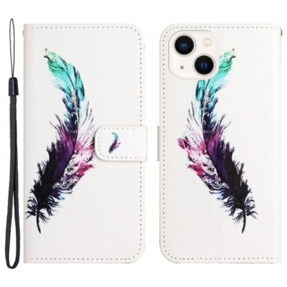 iPhone 15 Buch Etui Tasche mit Kartenfach Feder