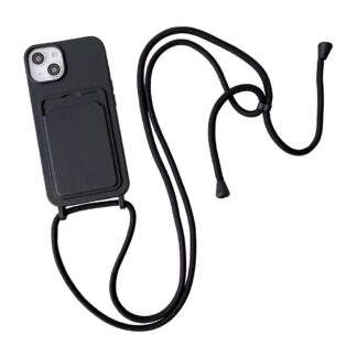iPhone 15 Handykette Halsband Silikon Hülle mit Kreditkartenfach