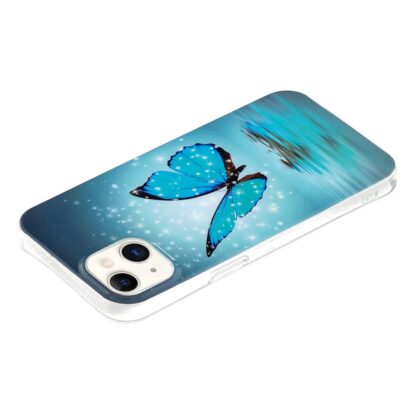 iPhone 15 Leuchtende Glow Gummi Schutzhülle Blauer Schmetterling - Image 3