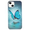 iPhone 15 Leuchtende Glow Gummi Schutzhülle Blauer Schmetterling