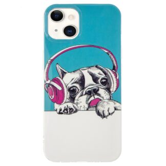 iPhone 15 Leuchtende Glow Gummi Schutzhülle Hund