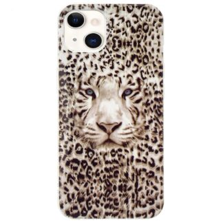 iPhone 15 Leuchtende Glow Gummi Schutzhülle Leopard