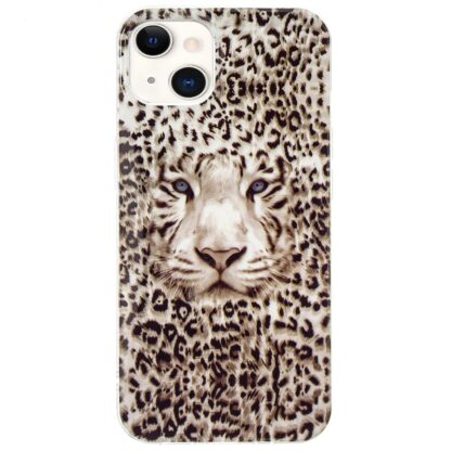 iPhone 15 Leuchtende Glow Gummi Schutzhülle Leopard