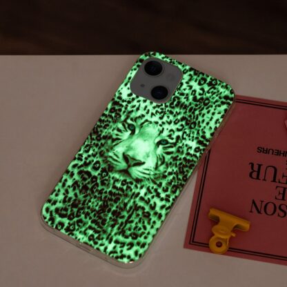 iPhone 15 Leuchtende Glow Gummi Schutzhülle Leopard - Image 2