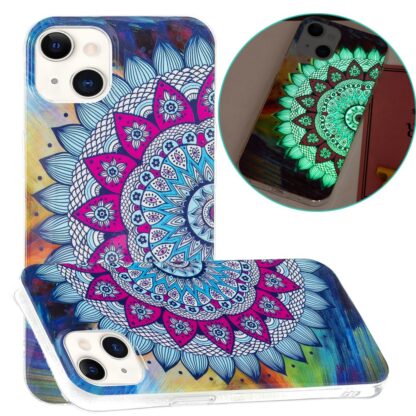 iPhone 15 Leuchtende Glow Gummi Schutzhülle Mandala Gross - Image 5