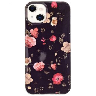 iPhone 15 Leuchtende Glow Gummi Schutzhülle Retro Blumen