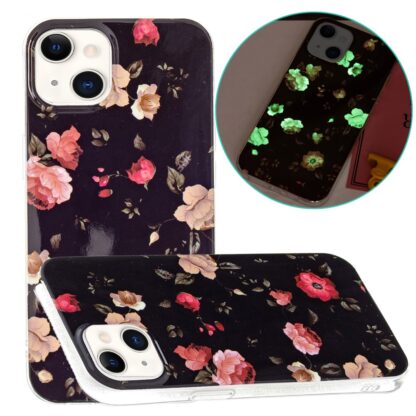 iPhone 15 Leuchtende Glow Gummi Schutzhülle Retro Blumen - Image 5