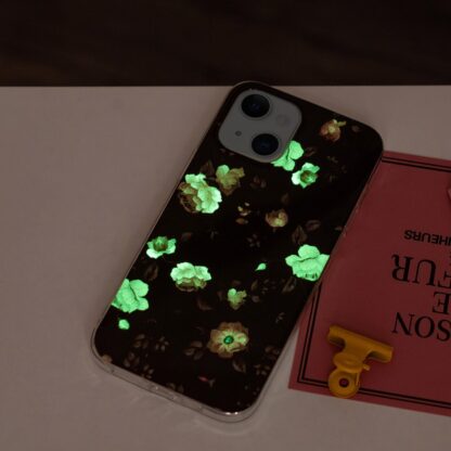 iPhone 15 Leuchtende Glow Gummi Schutzhülle Retro Blumen - Image 2