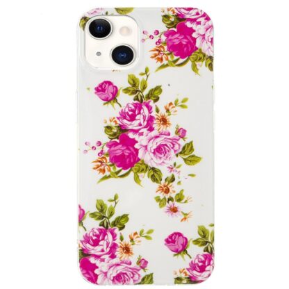 iPhone 15 Leuchtende Glow Gummi Schutzhülle Rosen