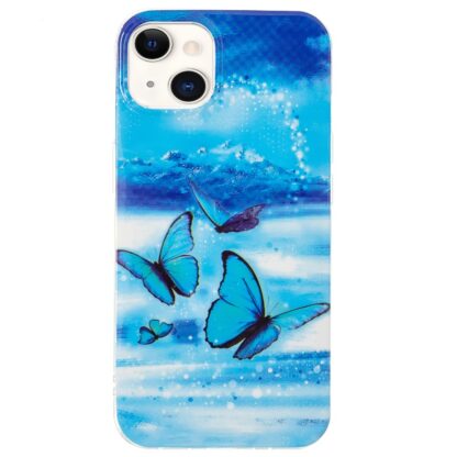 iPhone 15 Leuchtende Glow Gummi Schutzhülle Schmetterlinge