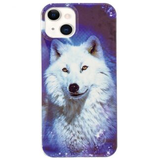 iPhone 15 Leuchtende Glow Gummi Schutzhülle Wolf