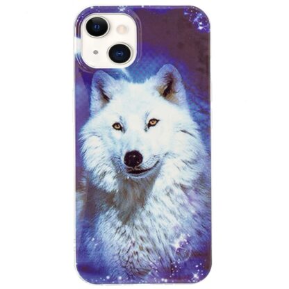 iPhone 15 Leuchtende Glow Gummi Schutzhülle Wolf