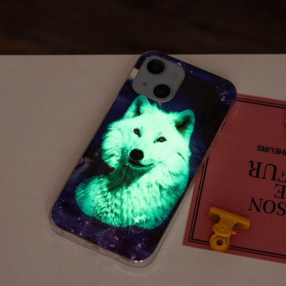 iPhone 15 Leuchtende Glow Gummi Schutzhülle Wolf - Image 2