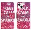iPhone 15 Plus Buch Etui Tasche mit Kartenfach Sparkling