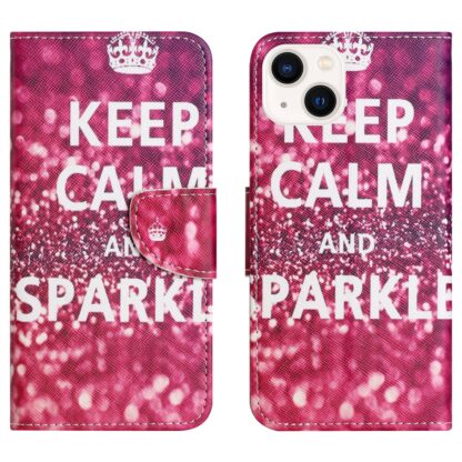 iPhone 15 Plus Buch Etui Tasche mit Kartenfach Sparkling