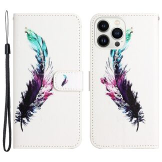 iPhone 15 Pro Buch Etui Tasche mit Kartenfach Feder
