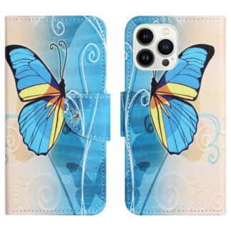 iPhone 15 Pro Buch Etui Tasche mit Kartenfach Schmetterling