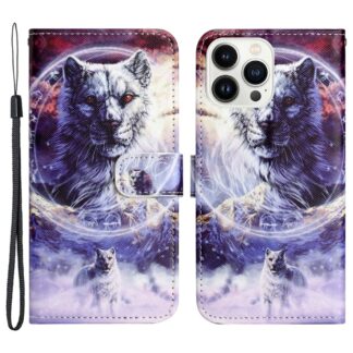 iPhone 15 Pro Buch Etui Tasche mit Kartenfach Wolf