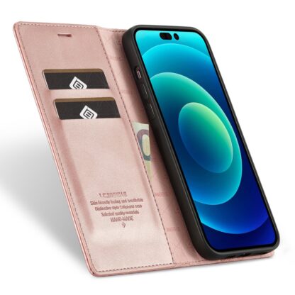 iPhone 15 Pro Leder Buch Etui Tasche mit Kartenfach - Image 4