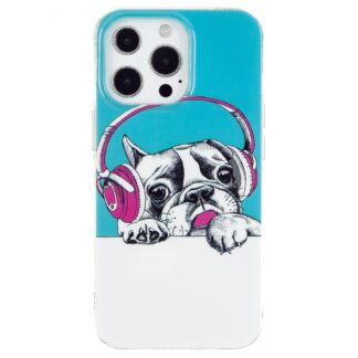iPhone 15 Pro Leuchtende Glow Gummi Schutzhülle Hund