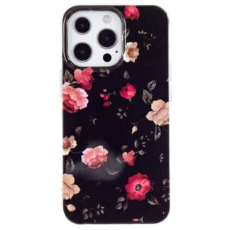 iPhone 15 Pro Leuchtende Glow Gummi Schutzhülle Retro Rosen