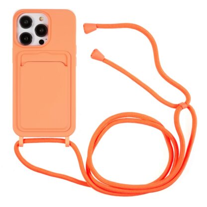 iPhone 15 Pro Max Handykette Halsband Silikon Hülle mit Kreditkartenfach - Image 2