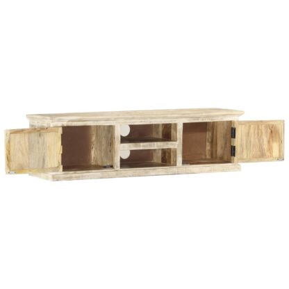TV-Schrank Weiß 130×30×36 cm Massivholz Mango - Image 3