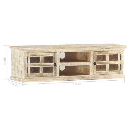 TV-Schrank Weiß 130×30×36 cm Massivholz Mango - Image 6