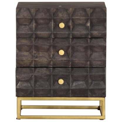 Nachttisch Schwarz 40x30x50 cm Massivholz Mango - Image 2