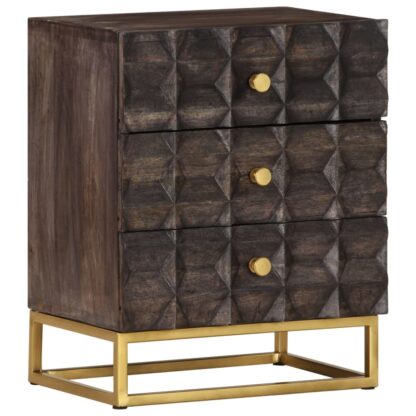 Nachttisch Schwarz 40x30x50 cm Massivholz Mango - Image 11