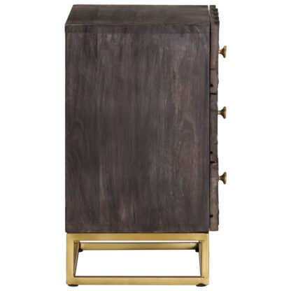 Nachttisch Schwarz 40x30x50 cm Massivholz Mango - Image 3