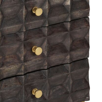 Nachttisch Schwarz 40x30x50 cm Massivholz Mango - Image 6