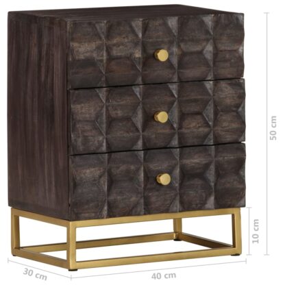 Nachttisch Schwarz 40x30x50 cm Massivholz Mango - Image 8