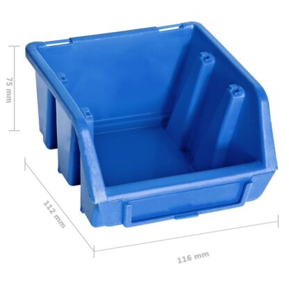 128-tlg. Behälter-Set für Kleinteile mit Wandplatten Blau - Image 6