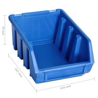 128-tlg. Behälter-Set für Kleinteile mit Wandplatten Blau - Image 7