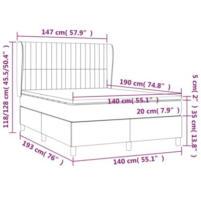 Boxspringbett mit Matratze Dunkelgrün 140x190 cm Samt - Image 7