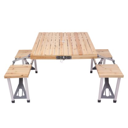 Campingtisch Garnitur Holz klappbar 85 cm - Image 2
