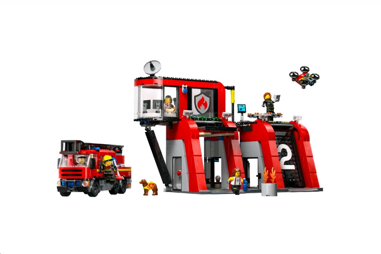 LEGO City 60414 Feuerwehrstation Mit Drehleiterfahrzeug Ultimus Ch