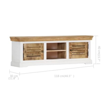 TV-Schrank 118 x 30 x 40 cm Massivholz Mango - Image 7