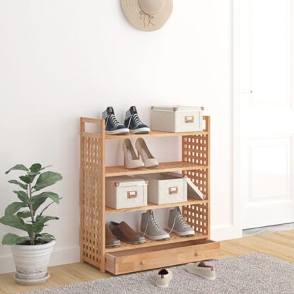 Schuhregal mit Schublade 70x27x81 cm Massivholz Nussbaum - Image 3